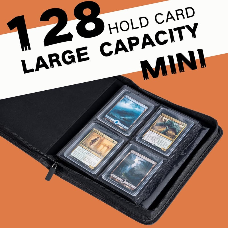 KUOOKING Toploader Binder, Holds 128+ Toploaders, 4 Pocket Top Loader Card Storage Case, Double-Sided Pockets for trading card in 3 x 4'' Toploaders（Oragne） - Image 2